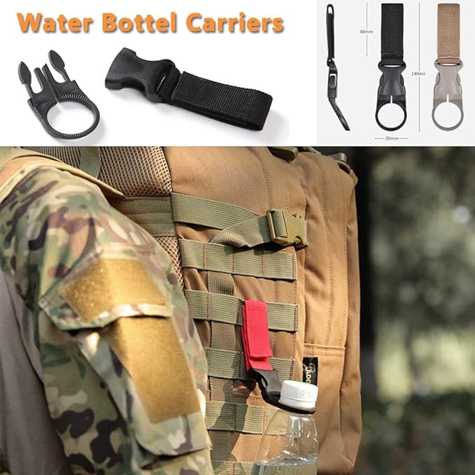 15 peças de acessórios de correias molle, conjunto de clipes de equipamento tático para colete tático de mochila, cinto de nylon, suporte para porta-chaves