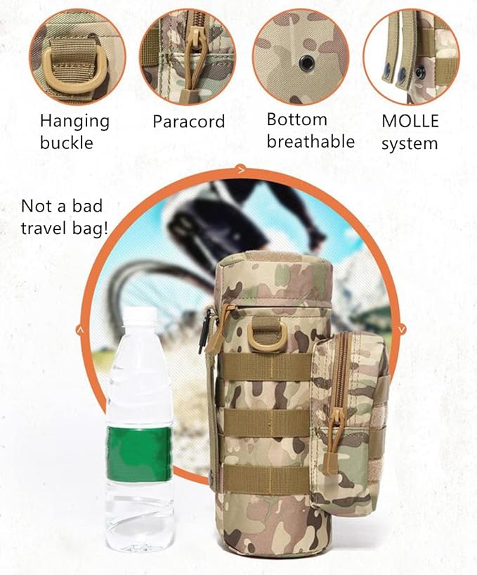 Homieco Saco para garrafa de água saco tático MOLLE militar caminhadas campismo viagens desportos