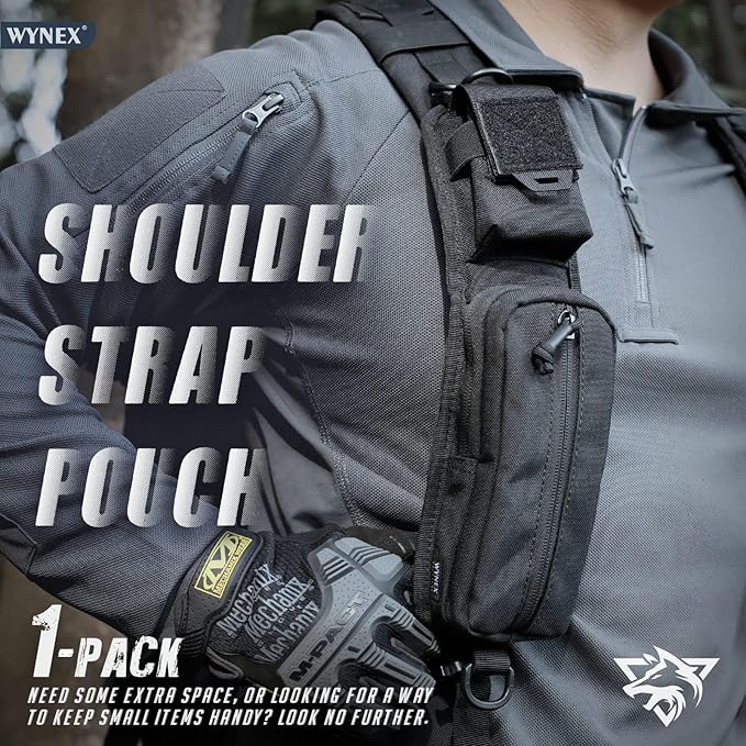 WYNEX Bolsa de acessórios molle com bolso com fecho de correr, mochila com alça, alça de ombro, acessório tático, bolsa de ombro, estrelas, bolso com fecho de correr, suporte adicional para